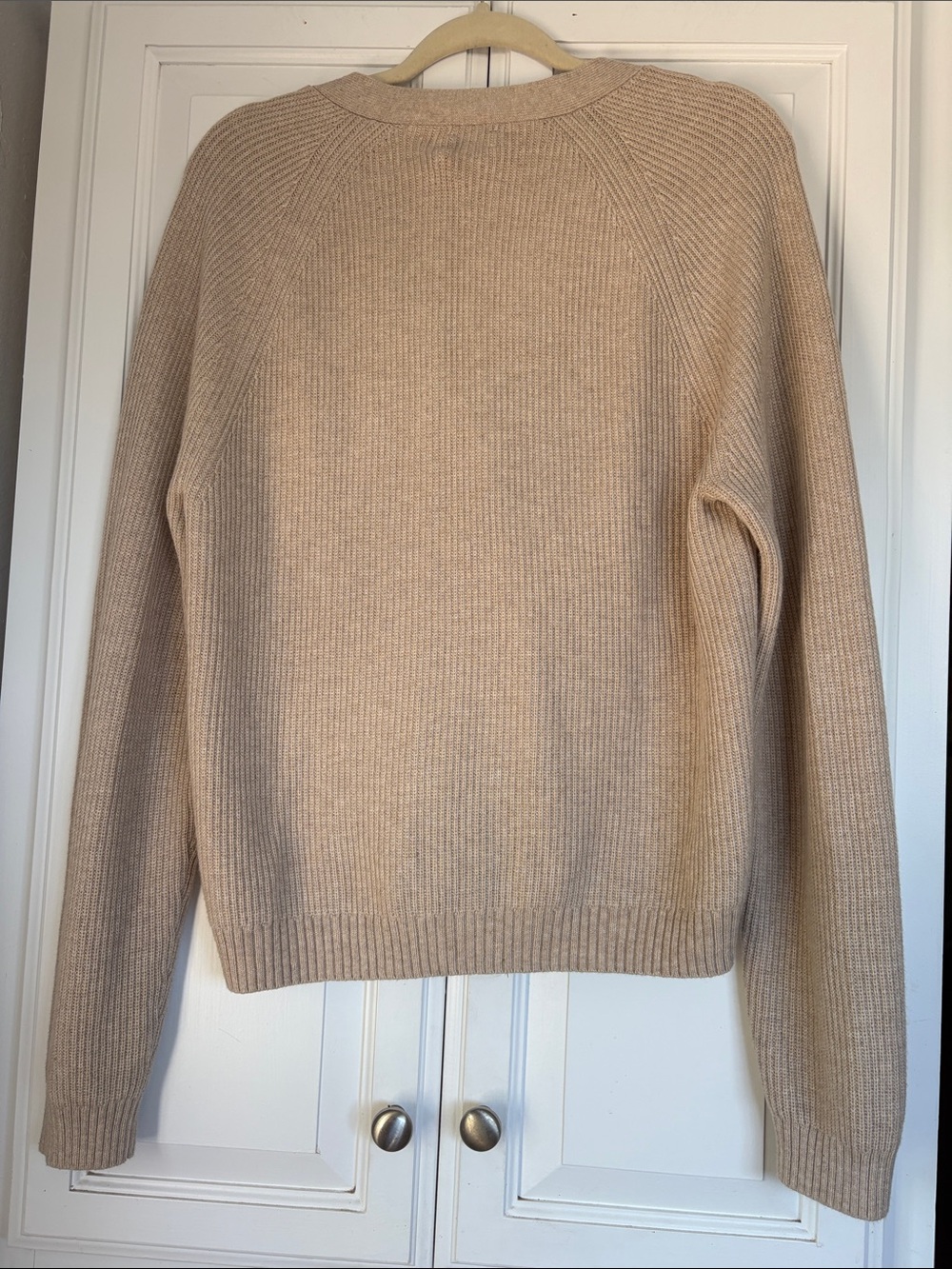J. Crew Beige Ribbed V-Neck Button-Front Cardigan Size Medium - Picture 6 of 11